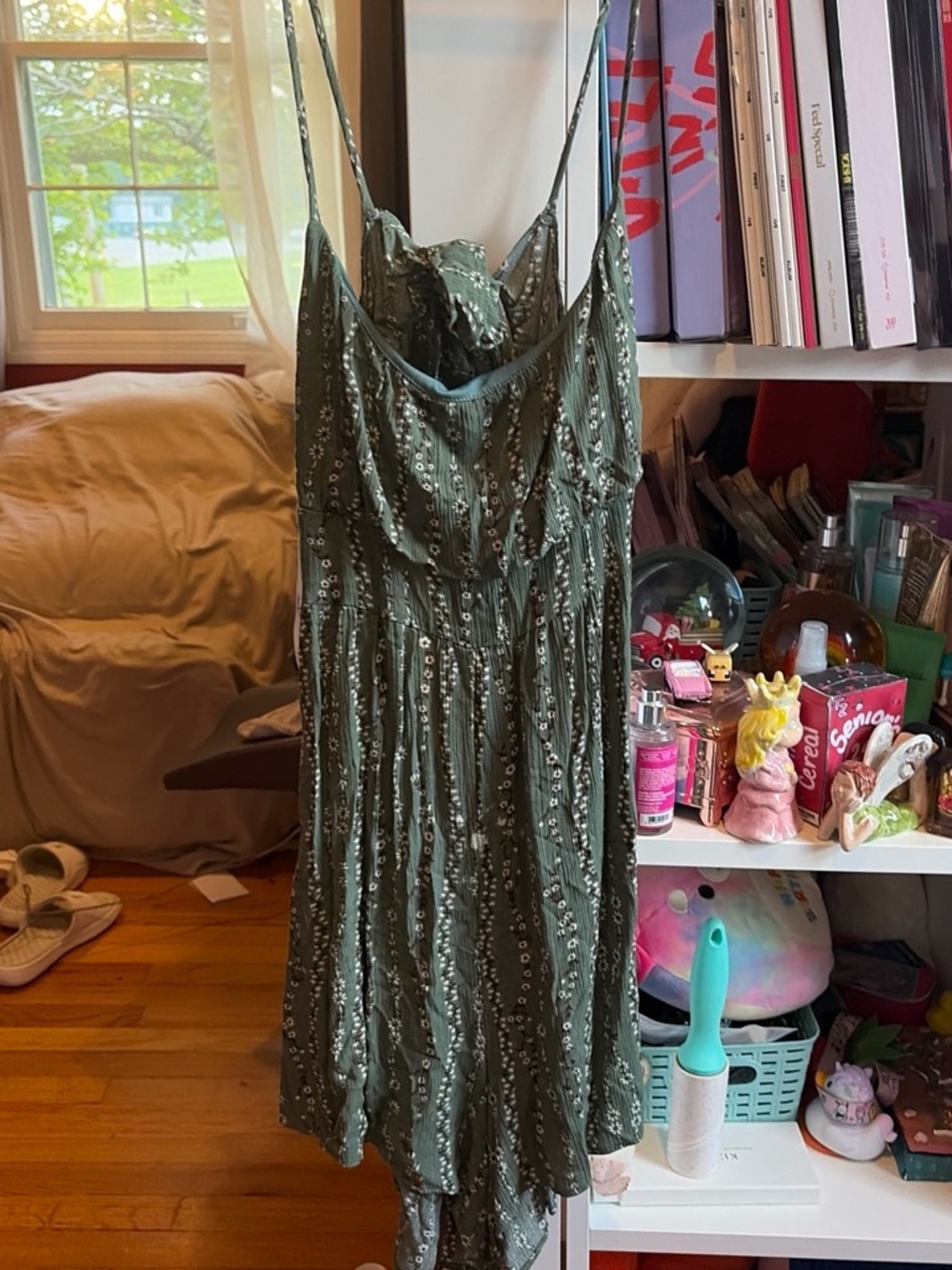 Papaya Olive Green Strapless Floral Sundress